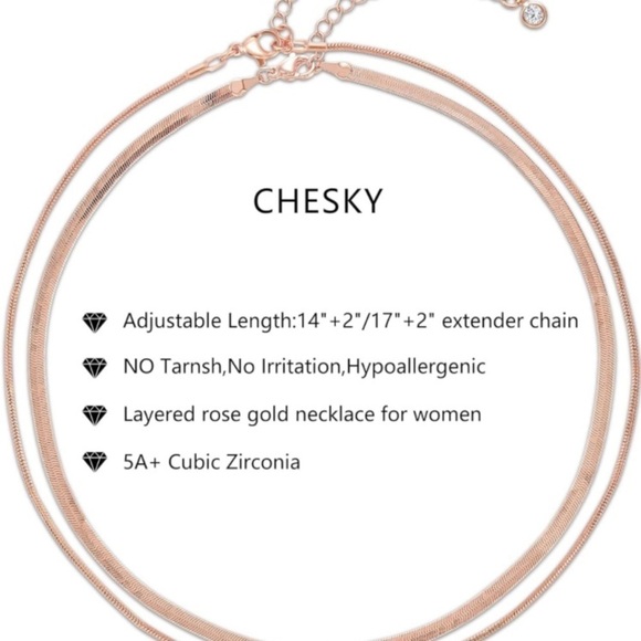 Women’s Rose Gold Necklace 14K Rose Gold plated Necklace Gold Chain for Women - Picture 5 of 6